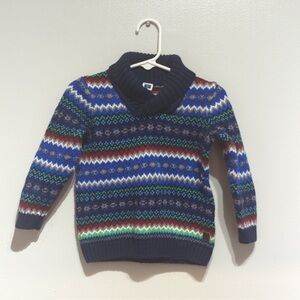 Janie and Jack Multicolor Patterned V-Neck Sweater